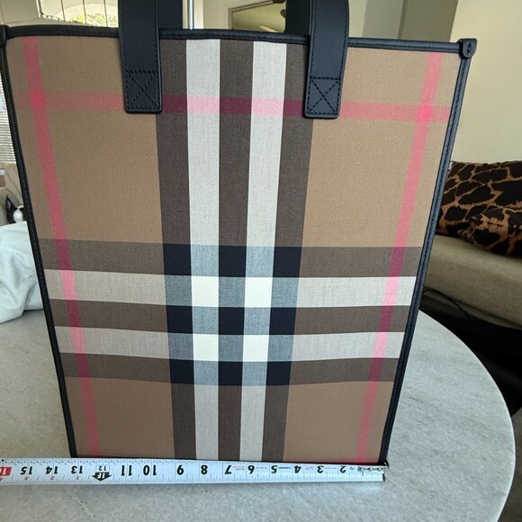 Burberry 8084551 Fabric & Leather Check Print Book Tote - Picture 5 of 16